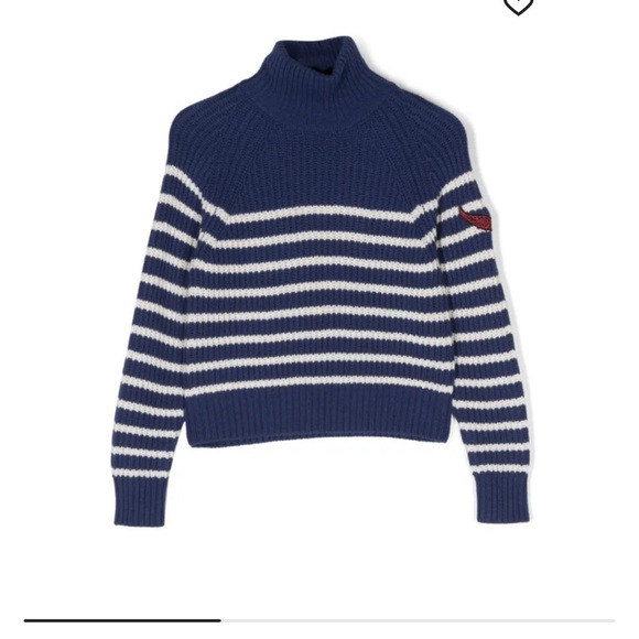 Zadig & Voltaire Blue and White Turtleneck Sweater - Picture 1 of 7